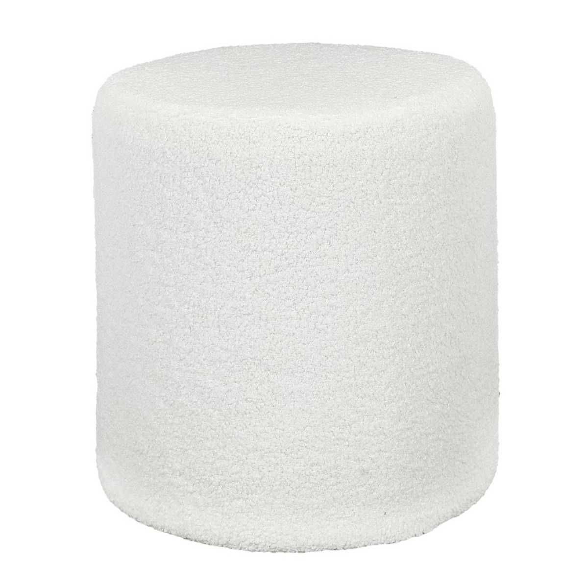 ALTOBUY - Pouf en tissu bouclette blanc - REGINA - Image 1