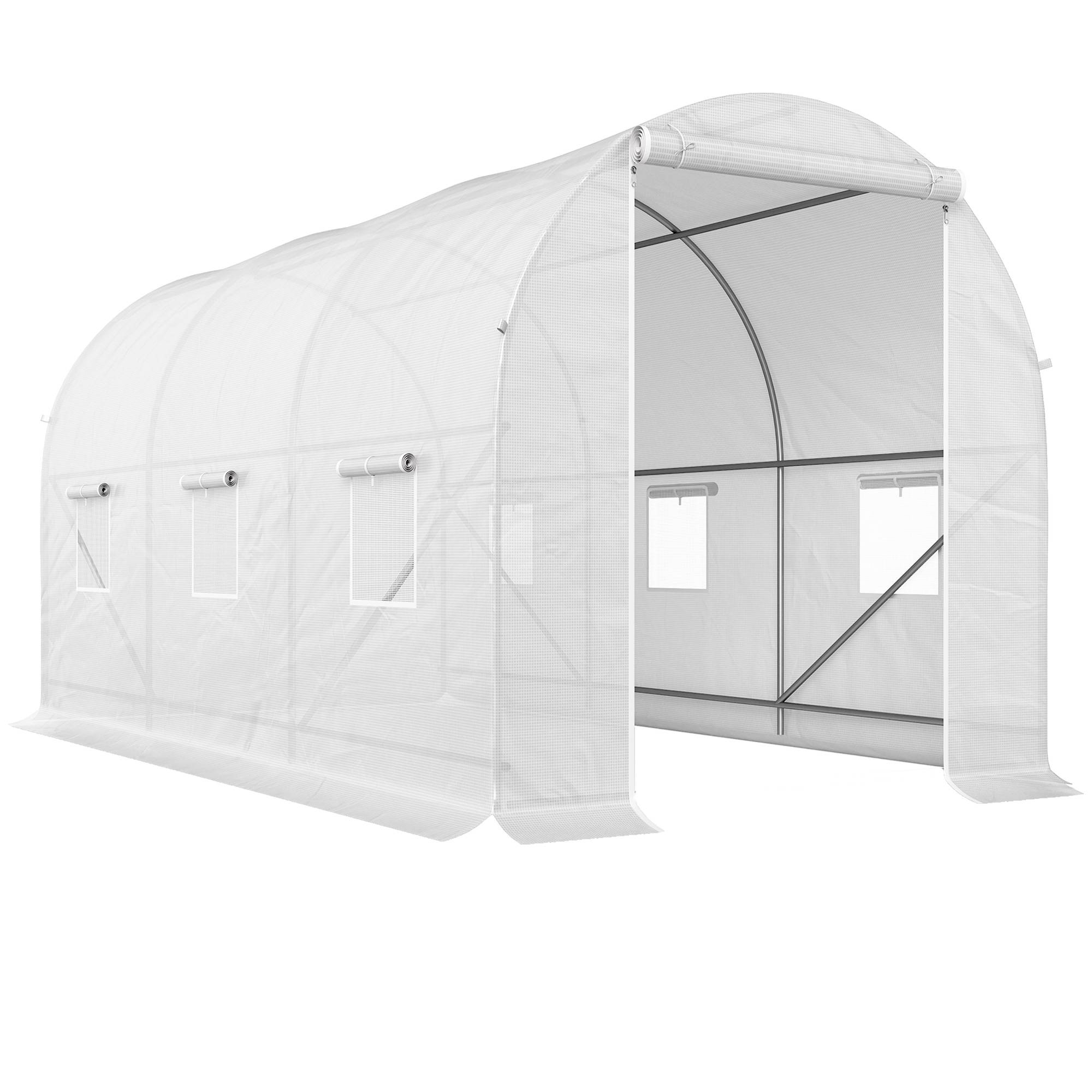 ComfortXL - Serre tunnel de jardin PE 140 g/m² 350 x 200 x 200 cm blanche 7 m² 6 fenêtres - ComfortXL Outdoor Living - Image 2