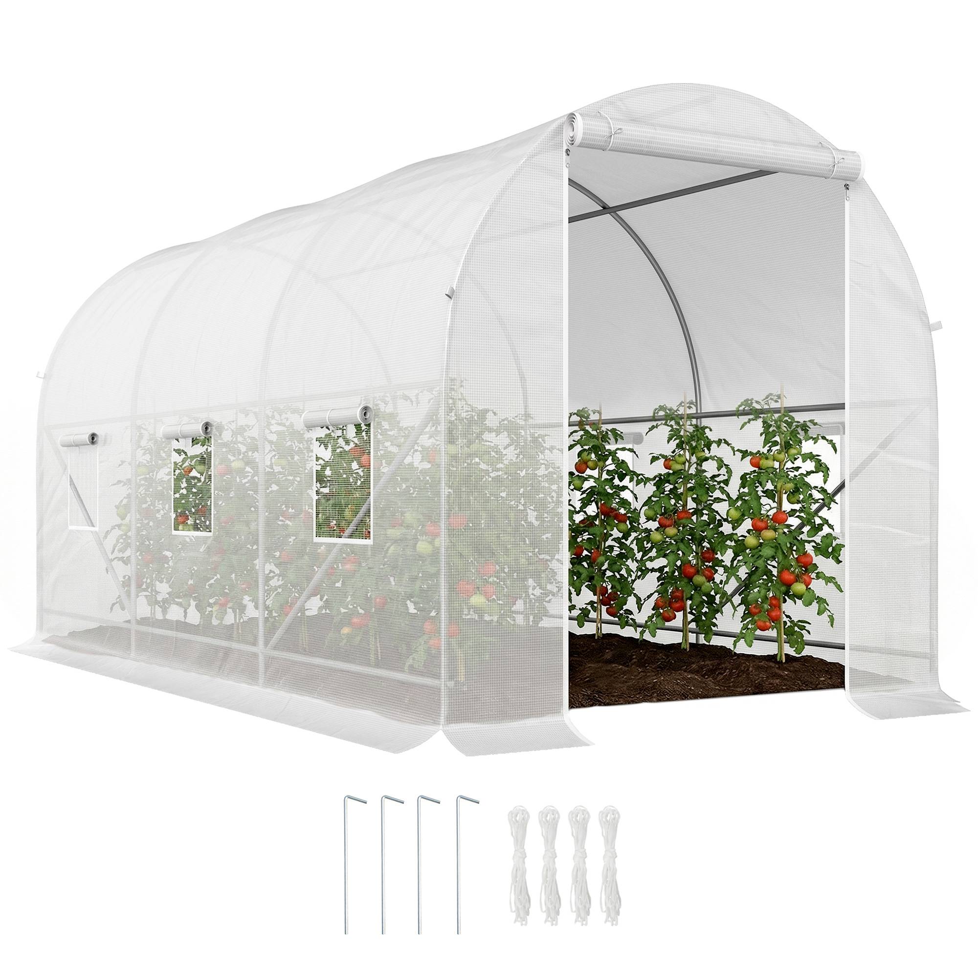 ComfortXL - Serre tunnel acier PE blanc pour cultures protection UV aération 350x200cm - ComfortXL Outdoor Living - Image 1