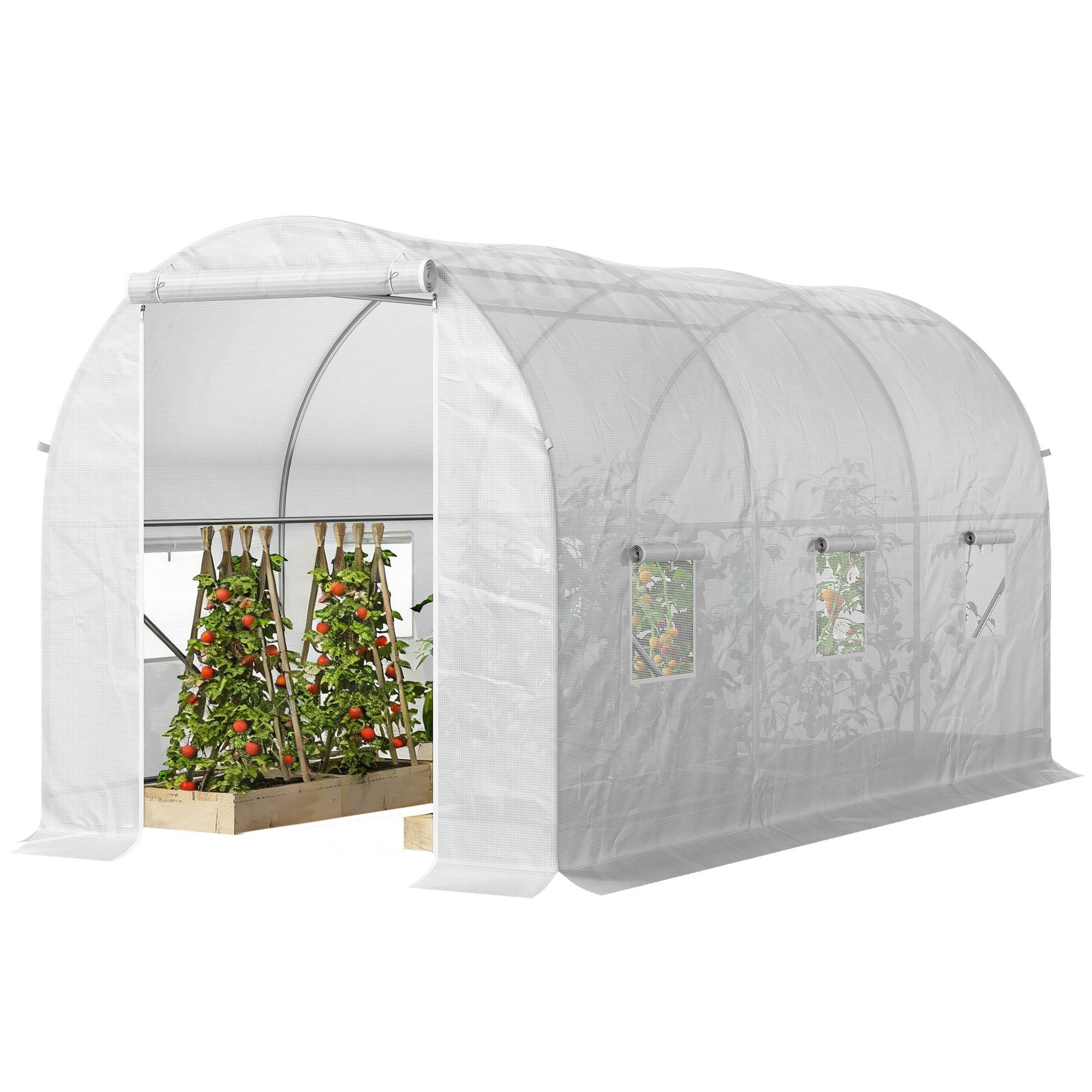 ComfortXL - Serre tunnel acier PE blanc pour cultures protection UV aération 350x200cm - ComfortXL Outdoor Living - Image 2