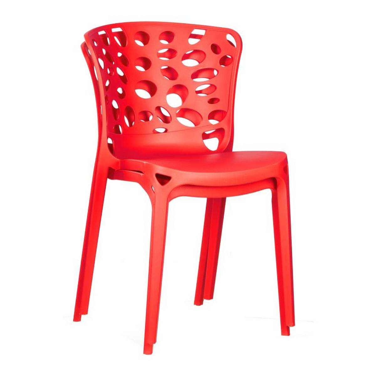 Ensemble de 4 chaises de jardin rouges élégantes et confortables - Image 3