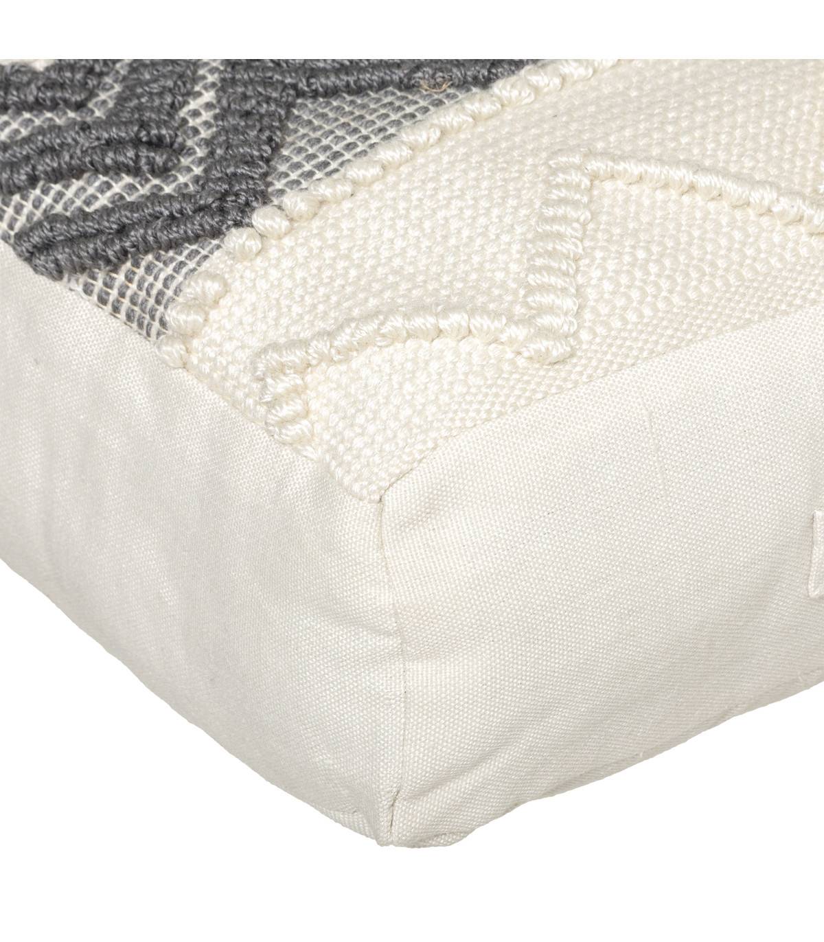Coussin de Sol Ivoire & Gris ardoise avec Pompons 48 x 48 cm - Imagen 2