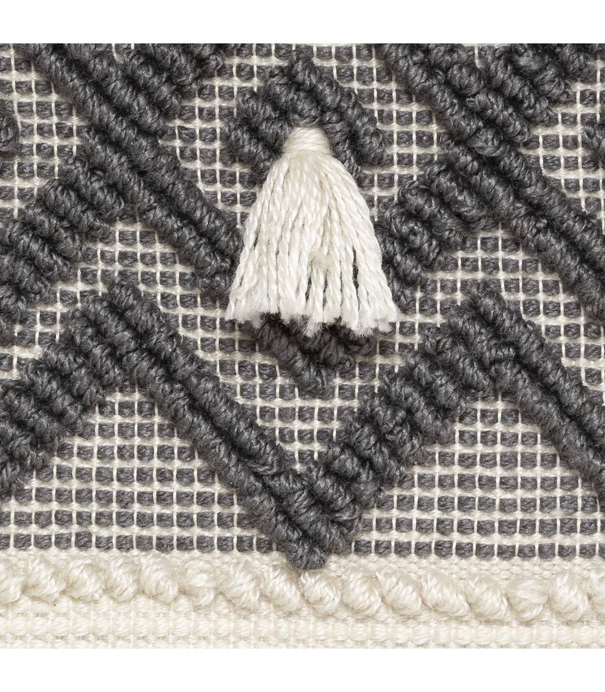 Coussin de Sol Ivoire & Gris ardoise avec Pompons 48 x 48 cm - Imagen 3