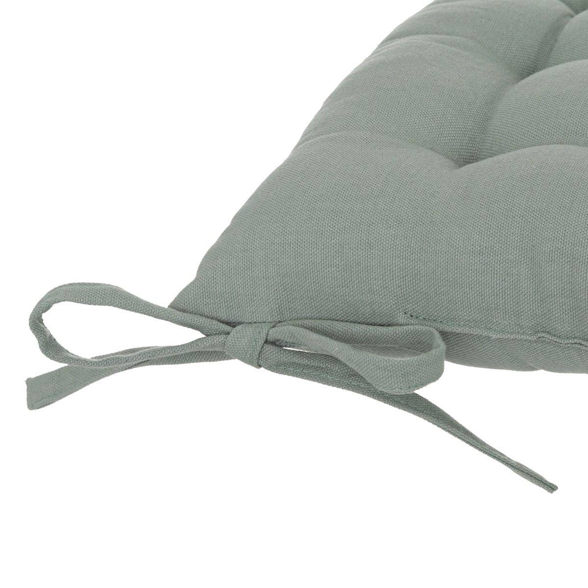 Lot de 4 Galettes de chaise en Coton Vert Céladon 38 x 38 cm - Imagen 2
