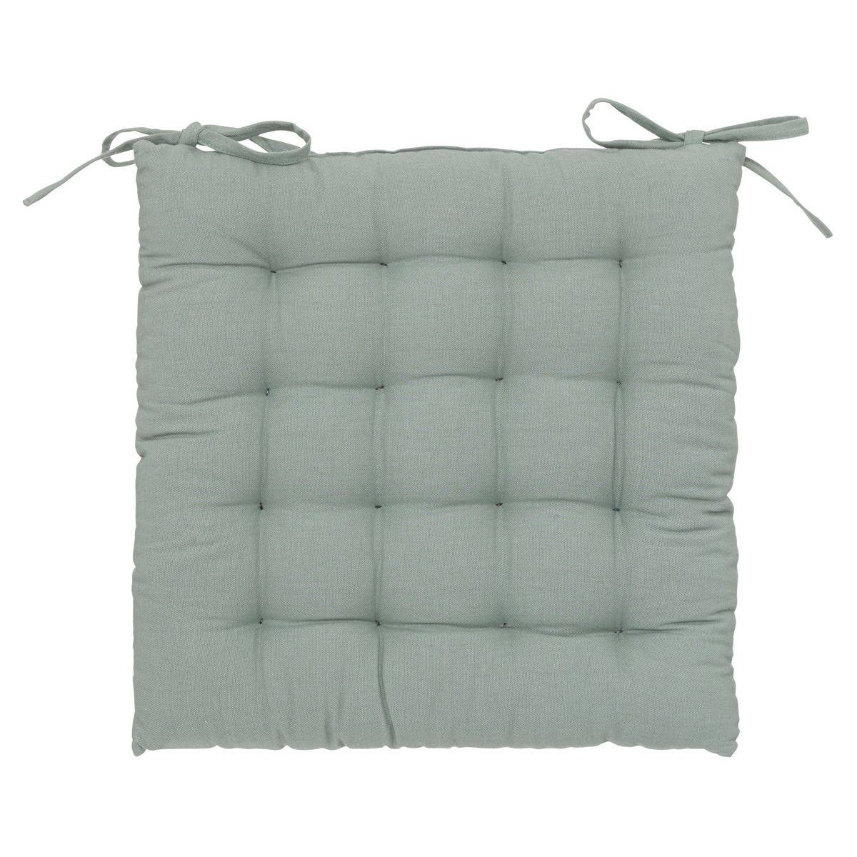 Lot de 4 Galettes de chaise en Coton Vert Céladon 38 x 38 cm - Imagen 3