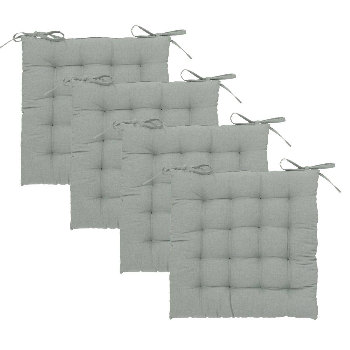 Lot de 4 Galettes de chaise en Coton Vert Céladon 38 x 38 cm - Imagen 1