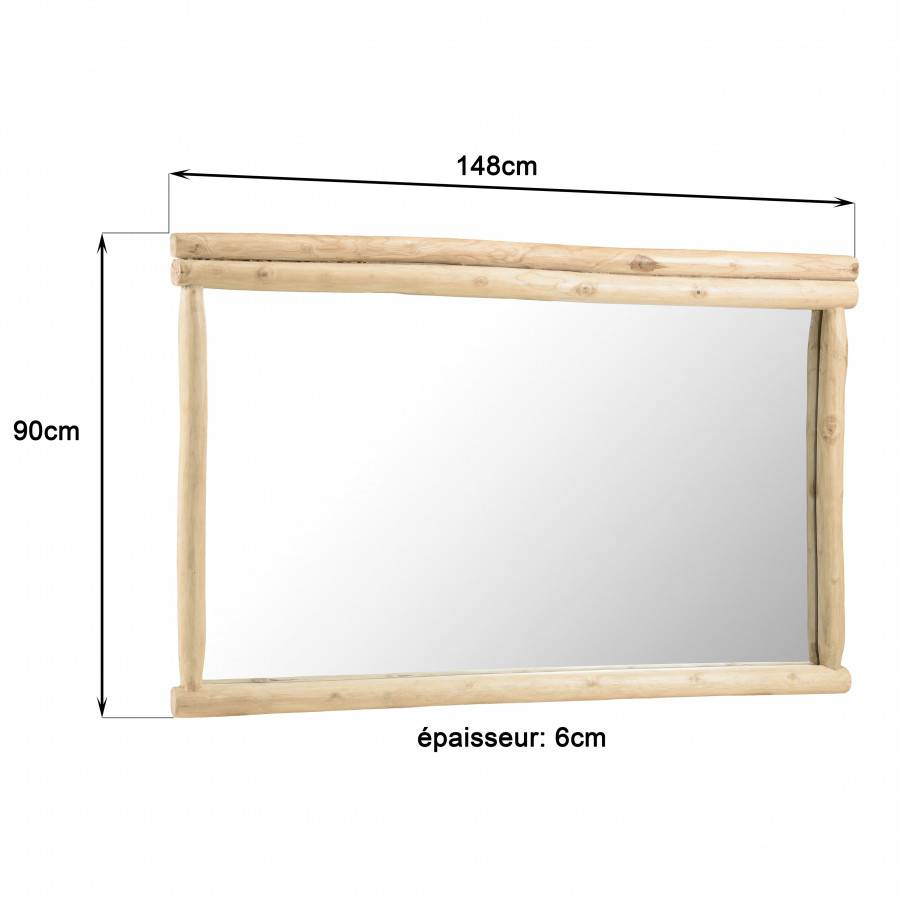 Macabane - WILL - Miroir rectangulaire en branches de teck naturel - Imagen 7