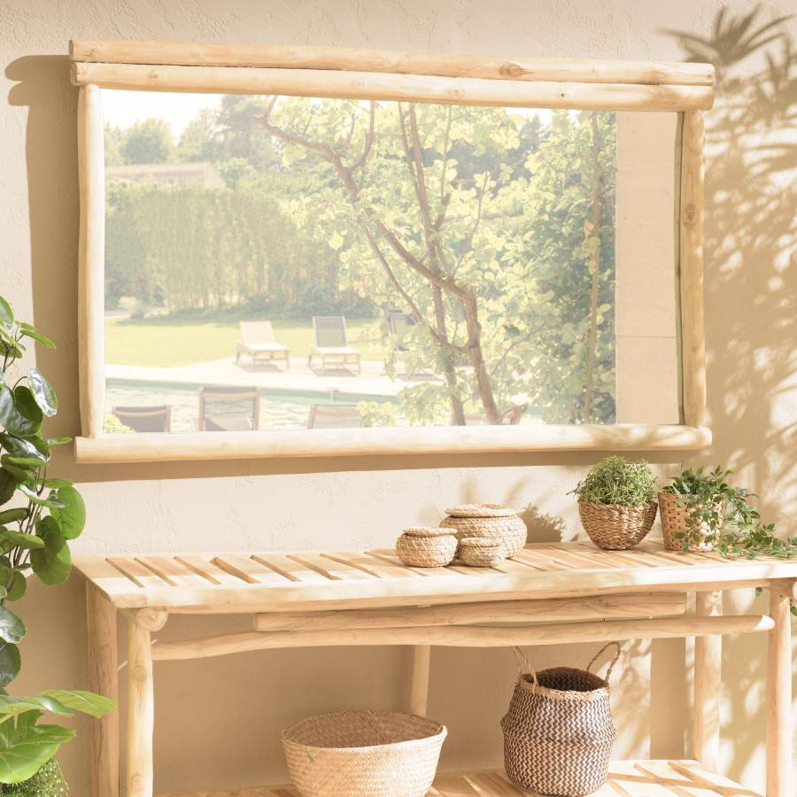 Macabane - WILL - Miroir rectangulaire en branches de teck naturel - Imagen 2