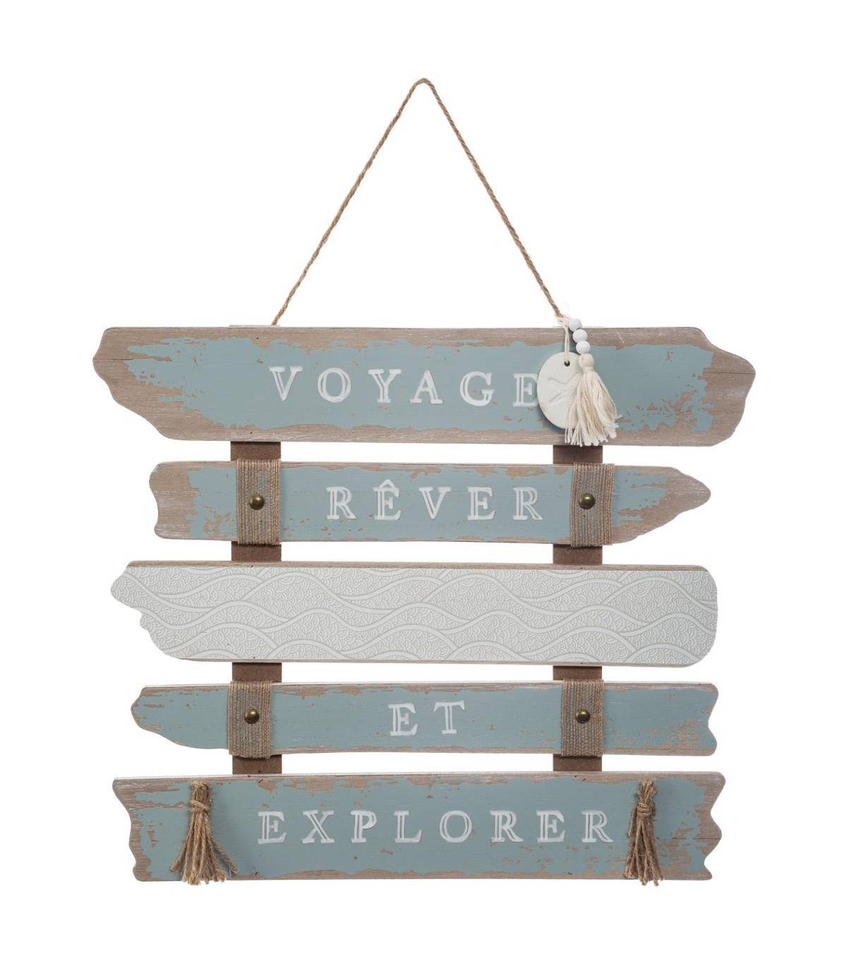 Décoration murale Pancarte en Bois aspect Vieilli avec textes imprimés 37.5 x 33 cm - Imagen 1