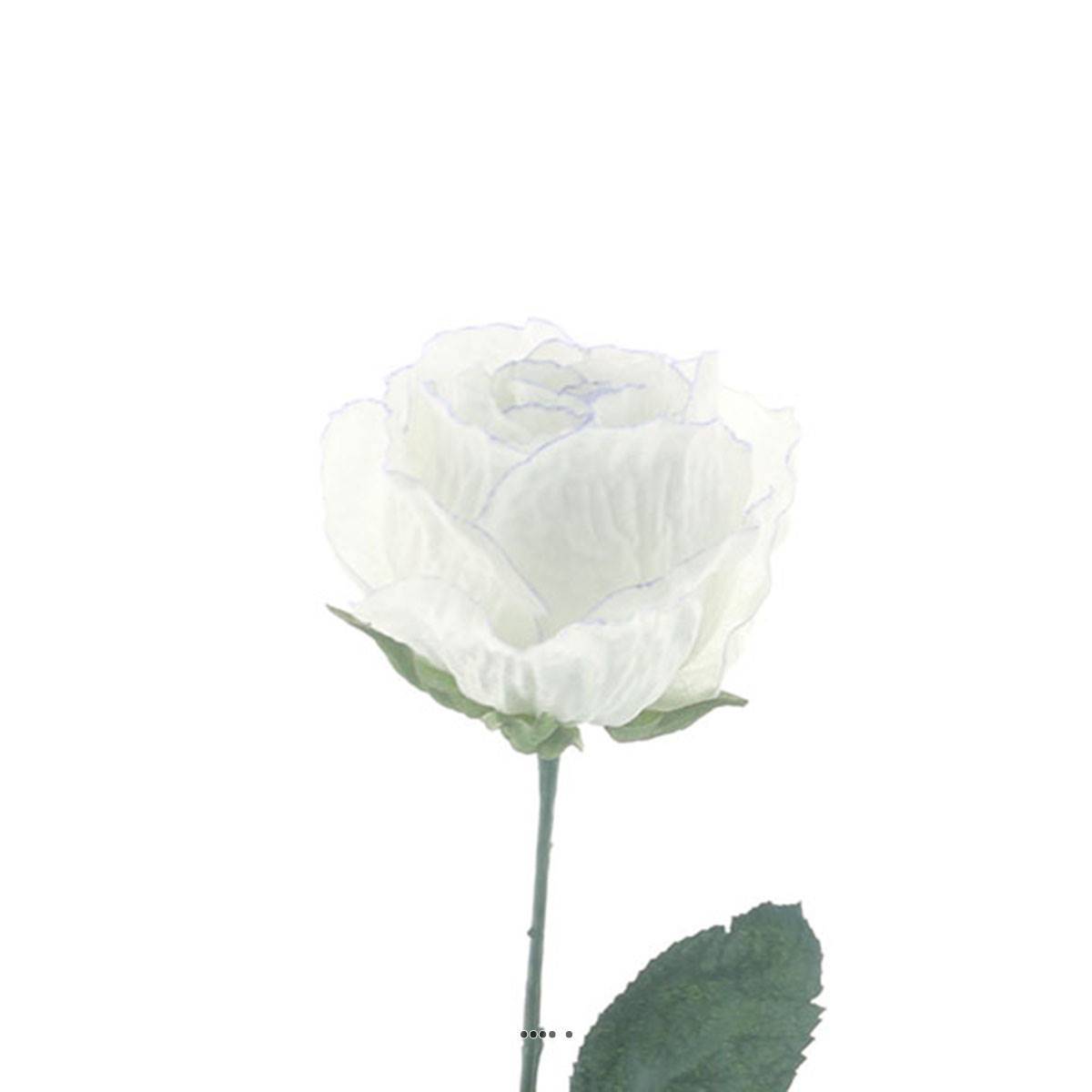 Artificielles - Rose Joy artificielle H 64 cm 1 tete D 7 cm 3 feuilles effet texturé Blanc neige - couleur: Blanc neige - Imagen 3