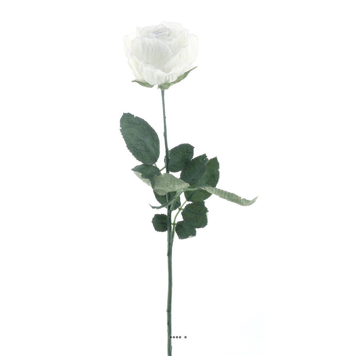 Artificielles - Rose Joy artificielle H 64 cm 1 tete D 7 cm 3 feuilles effet texturé Blanc neige - couleur: Blanc neige - Imagen 2