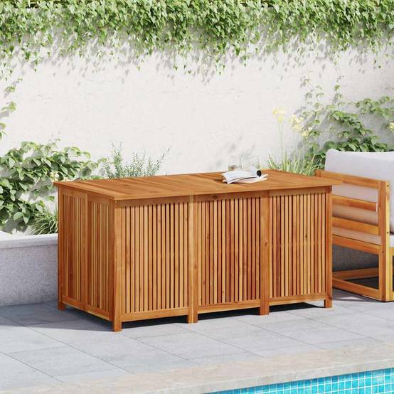 Coffre de jardin bois d'acacia naturel 150 x 80 x 75 cm - PANGIVO - Image 3
