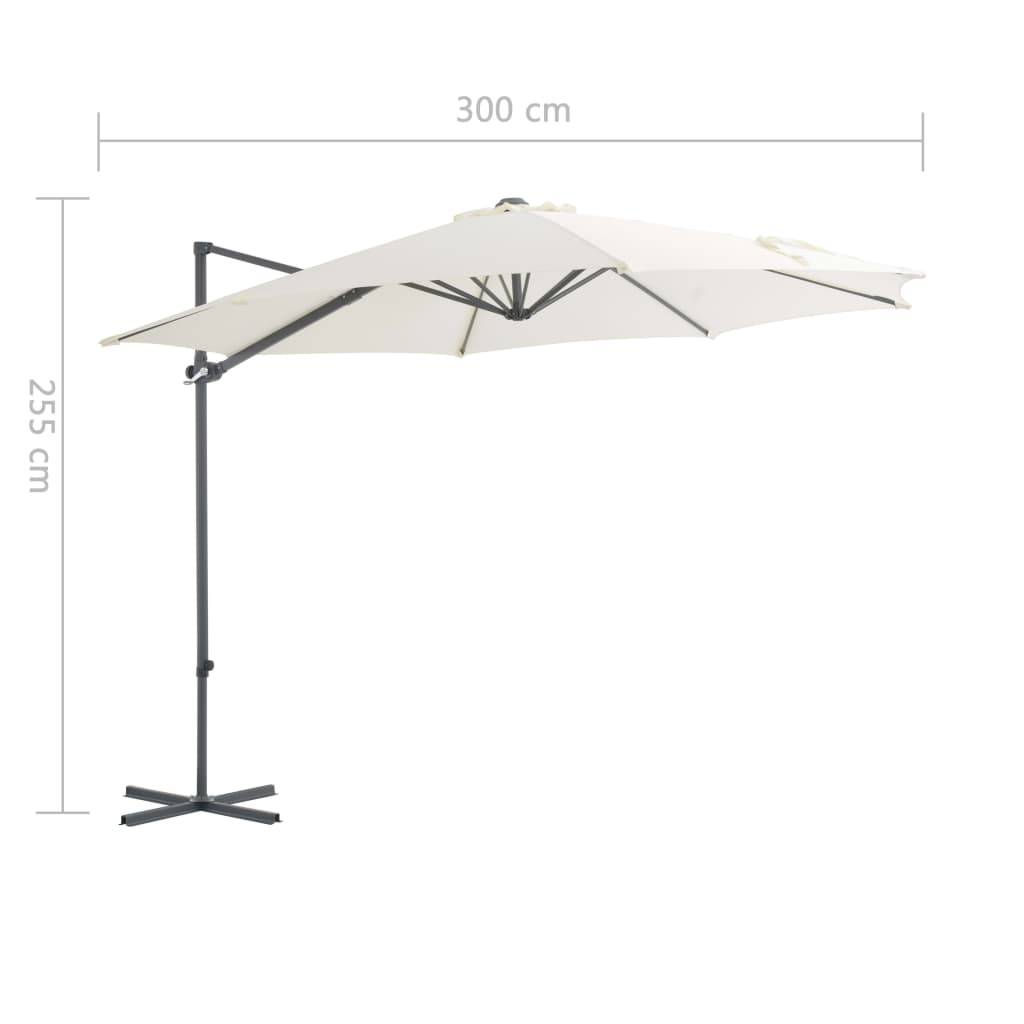 Helloshop26 - Parasol meuble de jardin en porte-à-faux avec mât en acier 300 cm sable - Imagen 8
