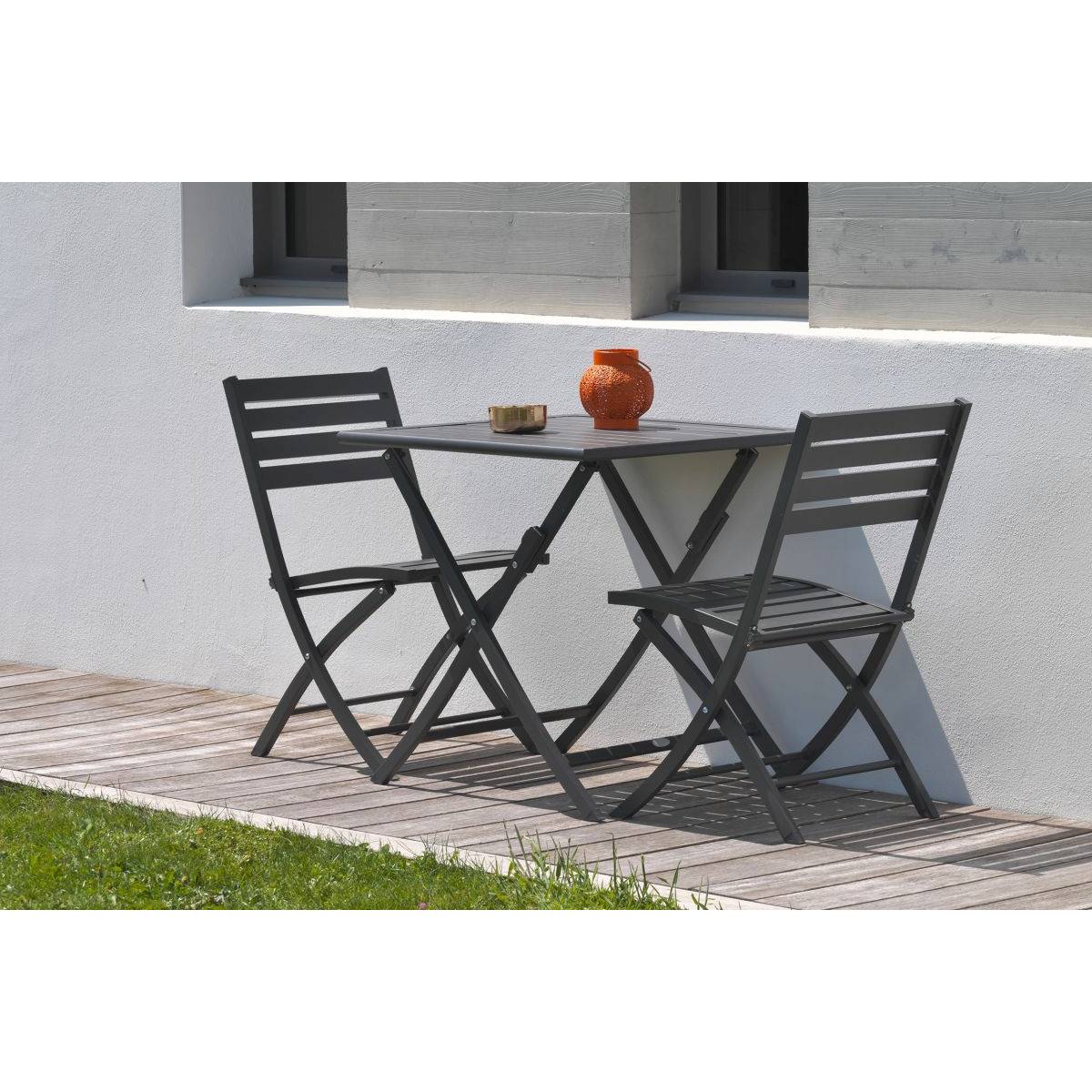 Paris Prix - Lot de 2 Chaises de Jardin Pliantes "Marius" 82cm Gris Anthracite - Imagen 6
