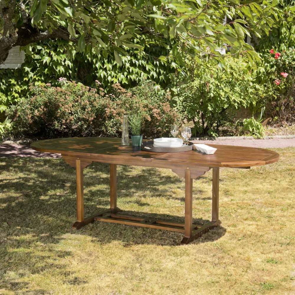 Macabane - MAEVA - Table de jardin 8/10 pers. Table ext. 180/240cm bois teck huilé - Imagen 2
