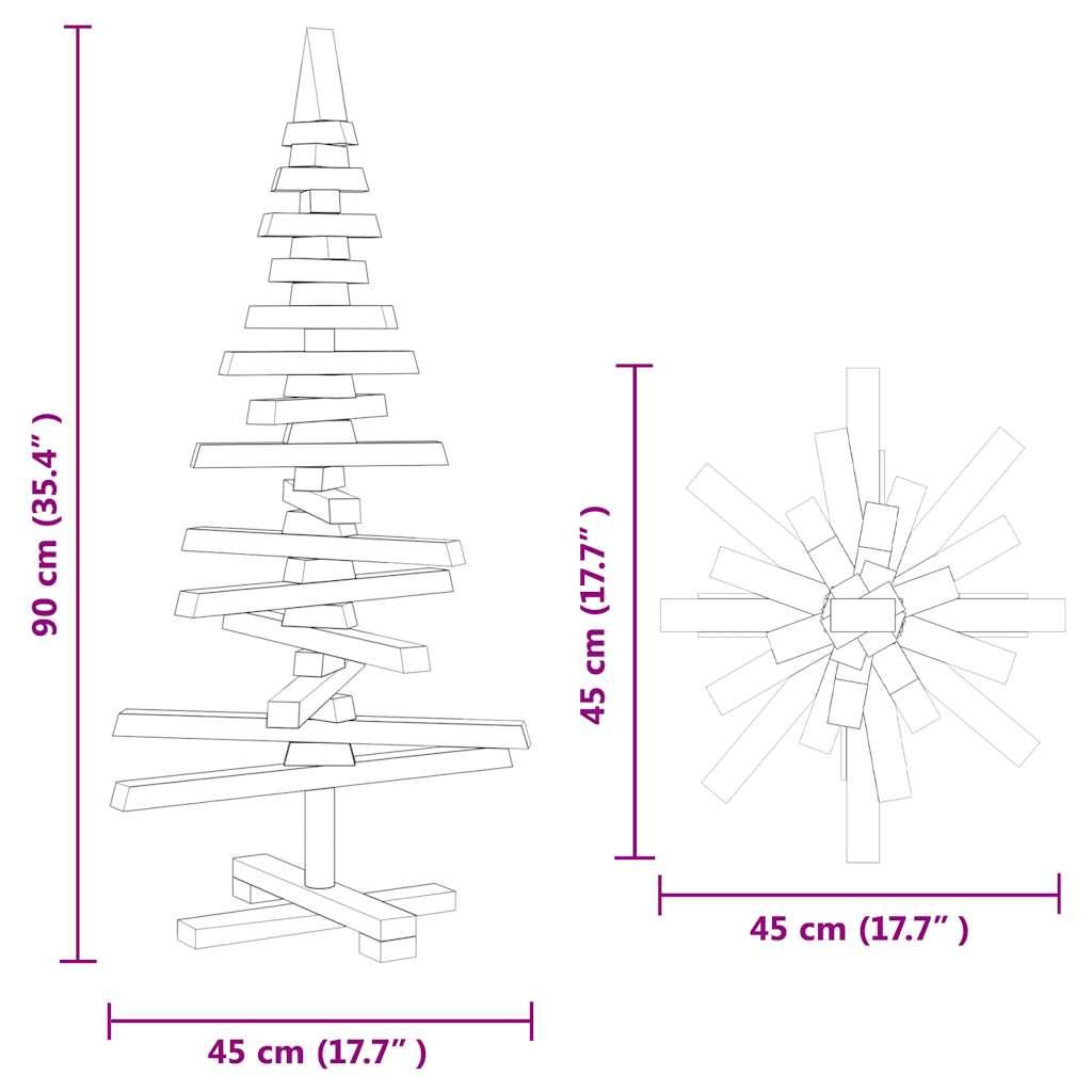 Vidaxl - | Arbre de Noël en bois | naturel 90 cm Bois massif en pin vidaXL 357994 - Image 3