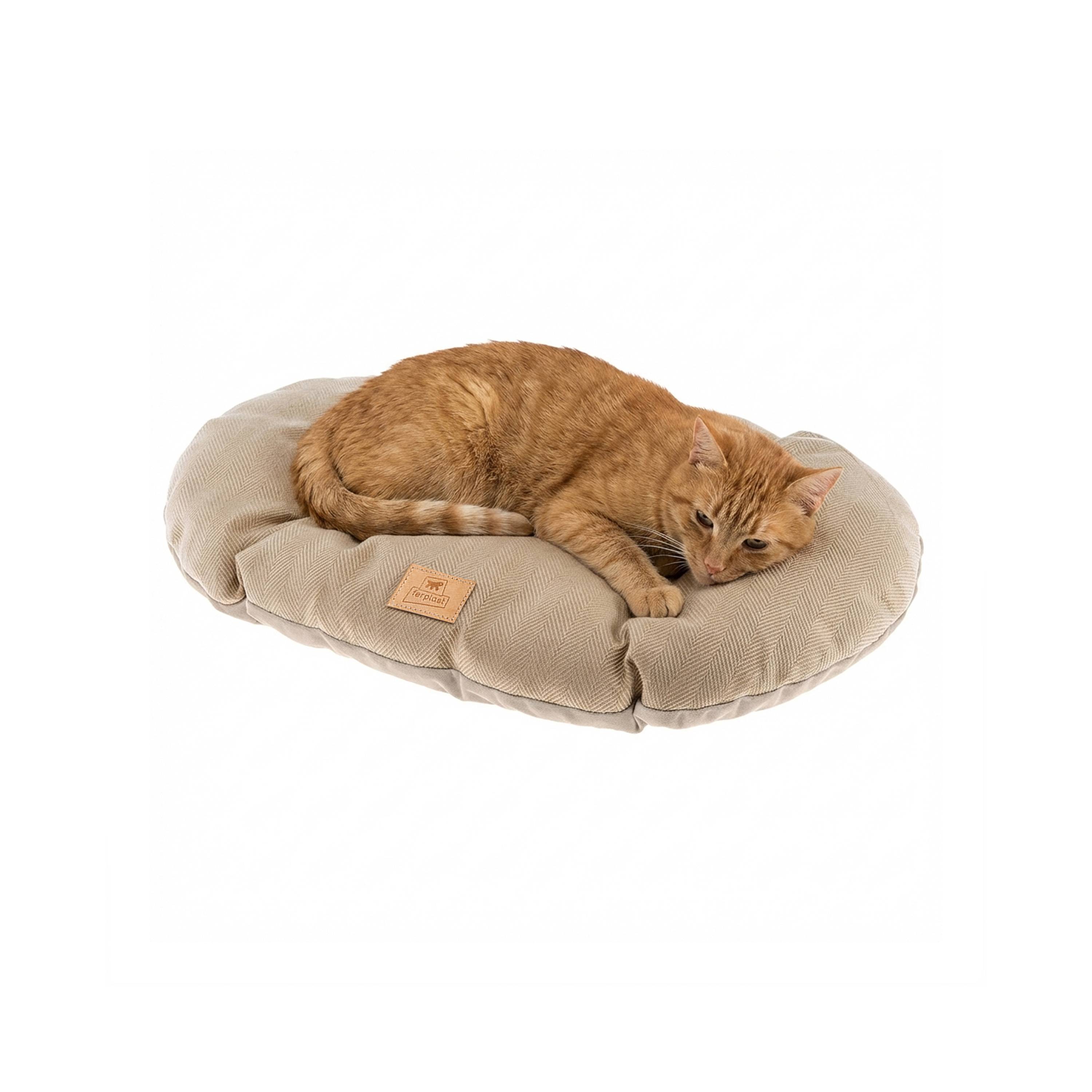 Ferplast - Coussin pour chiens et chats STUART 55/4, double-face, tweed, velours doux, lavable, Beige - Imagen 6