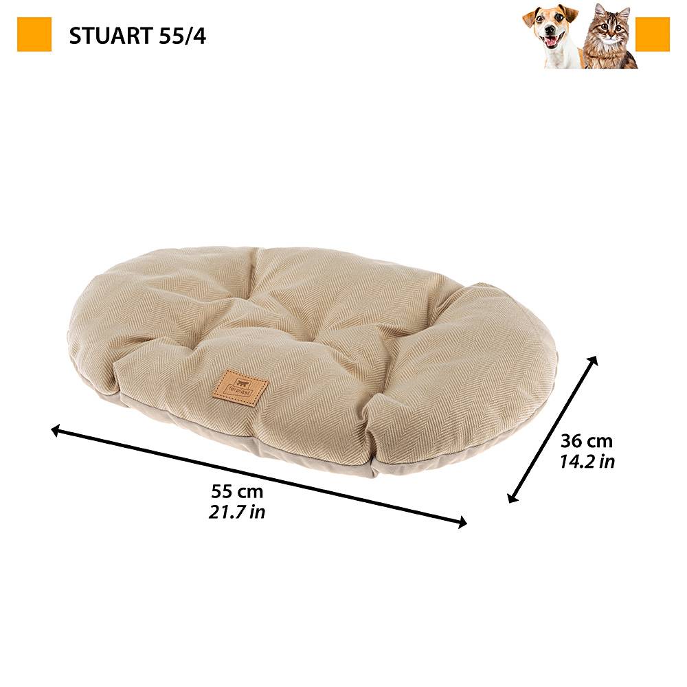 Ferplast - Coussin pour chiens et chats STUART 55/4, double-face, tweed, velours doux, lavable, Beige - Imagen 2