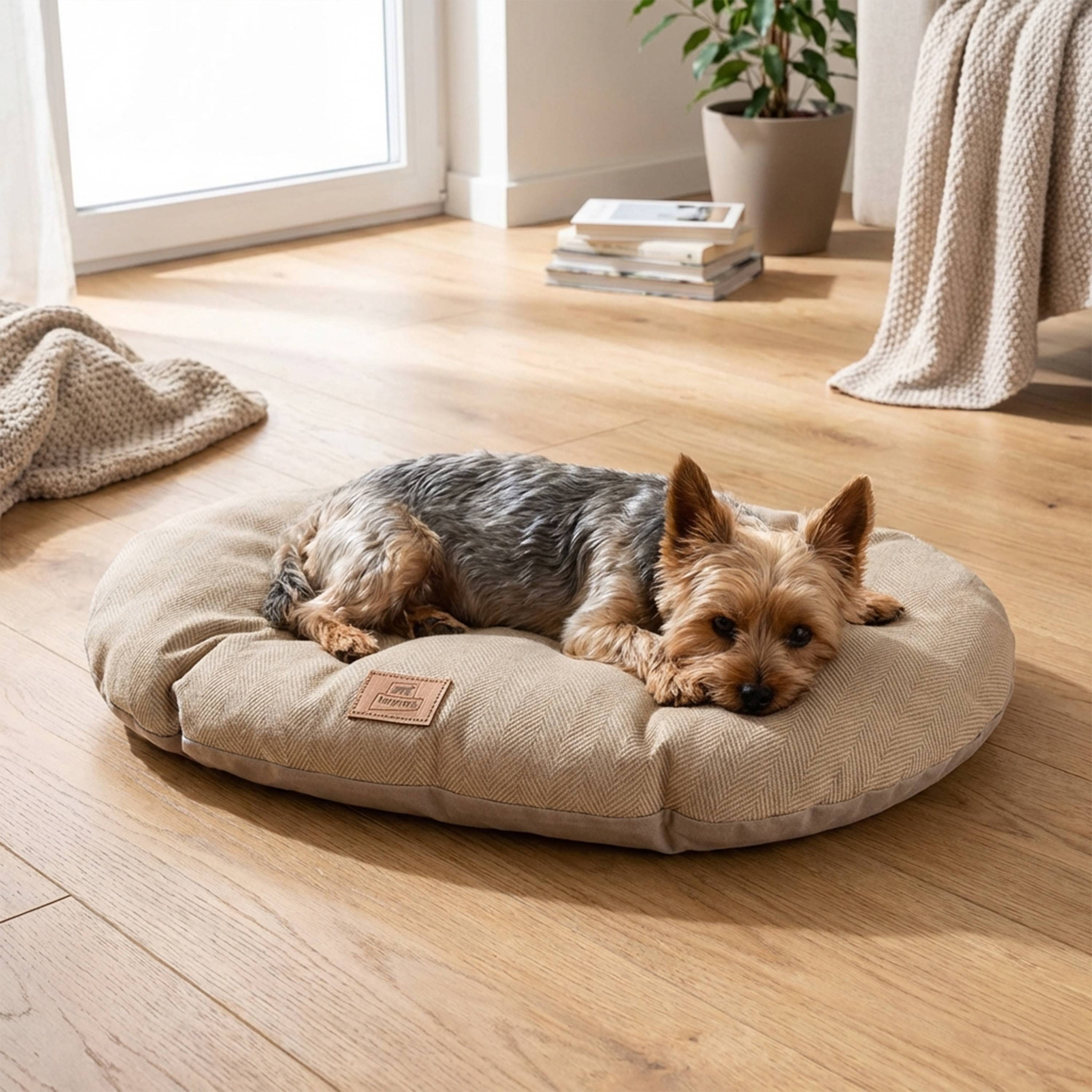 Ferplast - Coussin pour chiens et chats STUART 55/4, double-face, tweed, velours doux, lavable, Beige - Imagen 4