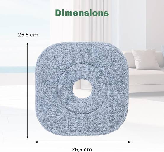 Lot de 6 Serpillière en Microfibre, 6 Lingettes de Rechange Amovible, Lavable en Machine pour Sols, Carrelages, Murs, Fenêtres, 26,5 x 26,5 x 0,7 cm ( - Image 2