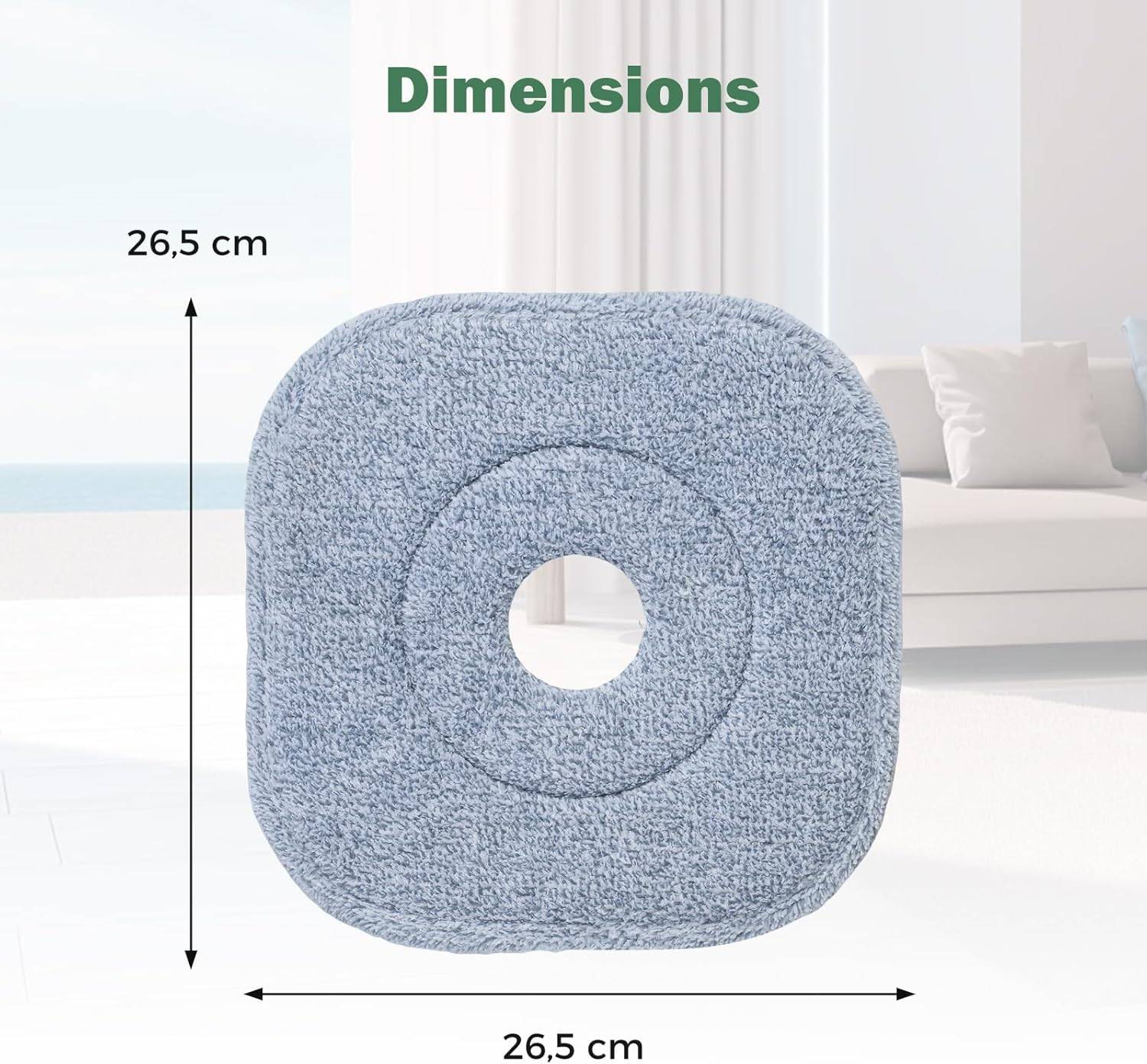 Lot de 6 Serpillière en Microfibre, 6 Lingettes de Rechange Amovible, Lavable en Machine pour Sols, Carrelages, Murs, Fenêtres, 26,5 x 26,5 x 0,7 cm ( - Image 2
