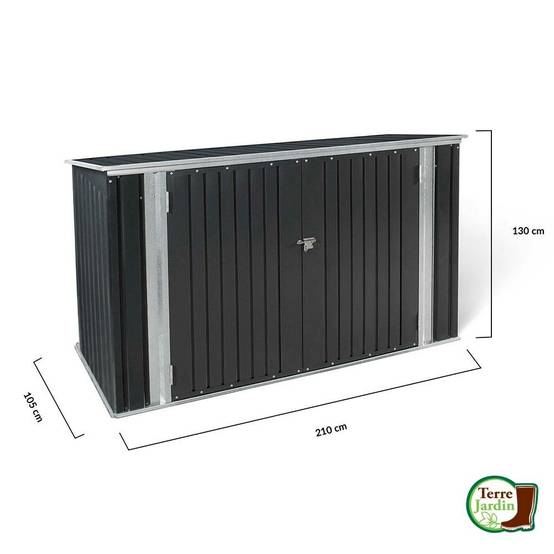 Terre Jardin - Abri de jardin coffre métallique 210 x 130 x 105 cm - TERRE JARDIN - Imagen 6