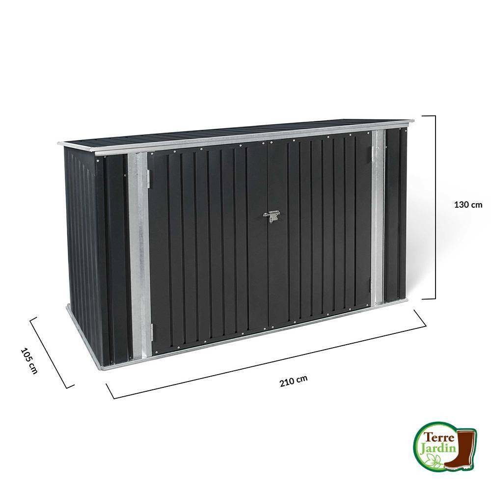 Terre Jardin - Abri de jardin coffre métallique 210 x 130 x 105 cm - TERRE JARDIN - Imagen 6