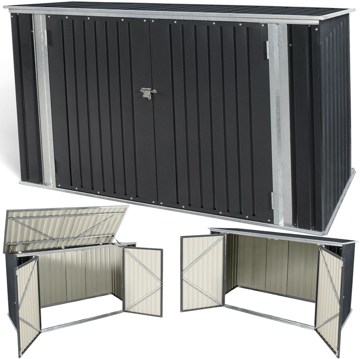 Terre Jardin - Abri de jardin coffre métallique 210 x 130 x 105 cm - TERRE JARDIN - Imagen 2