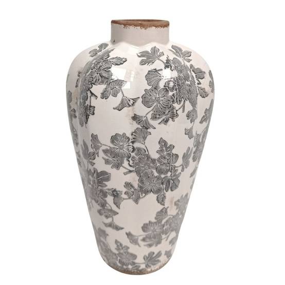 Chemin De Campagne - Vase "Fleurs grises" en céramique émaillée Ø.23 x Ht.39 cm Chemin de campagne - Image 1