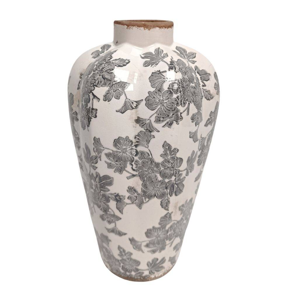 Chemin De Campagne - Vase "Fleurs grises" en céramique émaillée Ø.23 x Ht.39 cm Chemin de campagne - Image 1