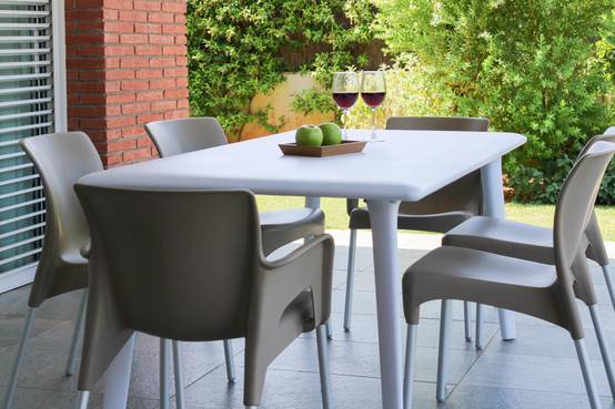 Table rectangulaire extérieur 160x90 ivoire DESSA Resol - Image 8