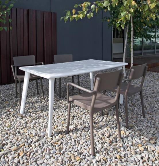 Table rectangulaire extérieur 160x90 ivoire DESSA Resol - Image 7