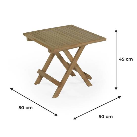 Table basse pliante carrée en teck massif Kento 50 x 50 cm - TECK'Attitude - Imagen 7