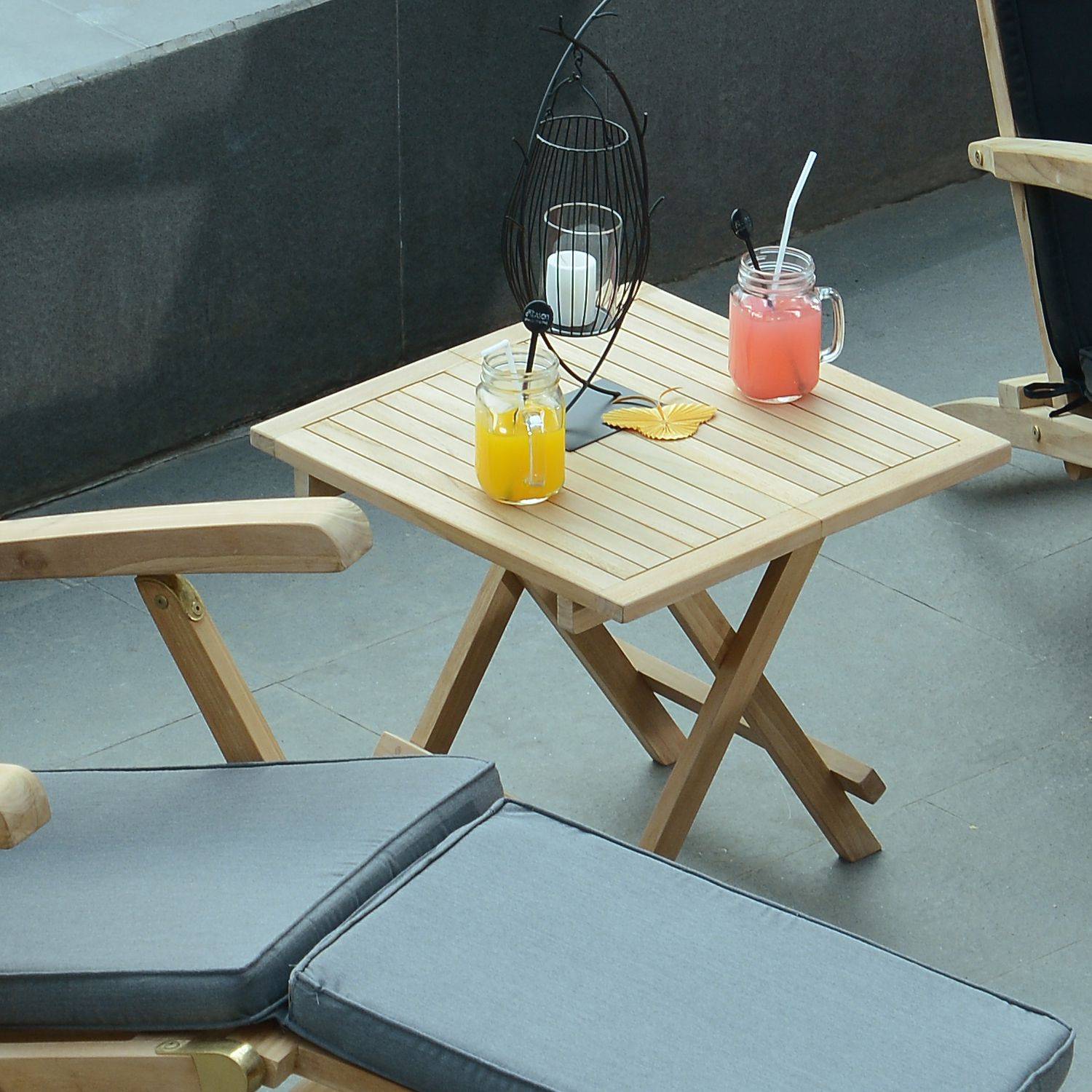 Table basse pliante carrée en teck massif Kento 50 x 50 cm - TECK'Attitude - Imagen 5