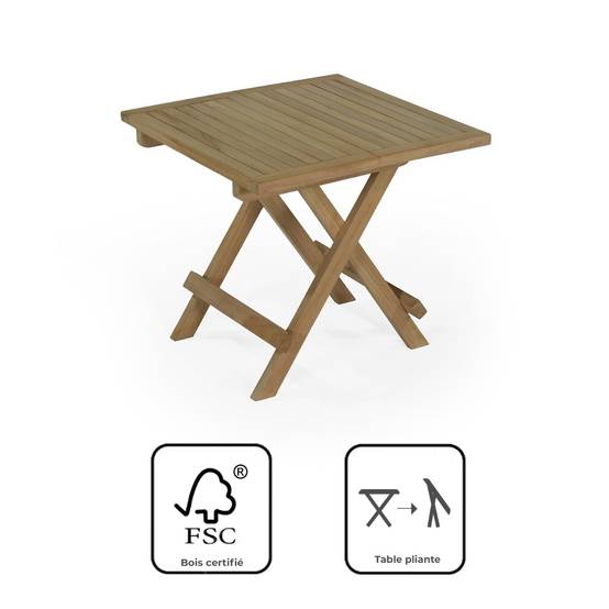 Table basse pliante carrée en teck massif Kento 50 x 50 cm - TECK'Attitude - Imagen 8