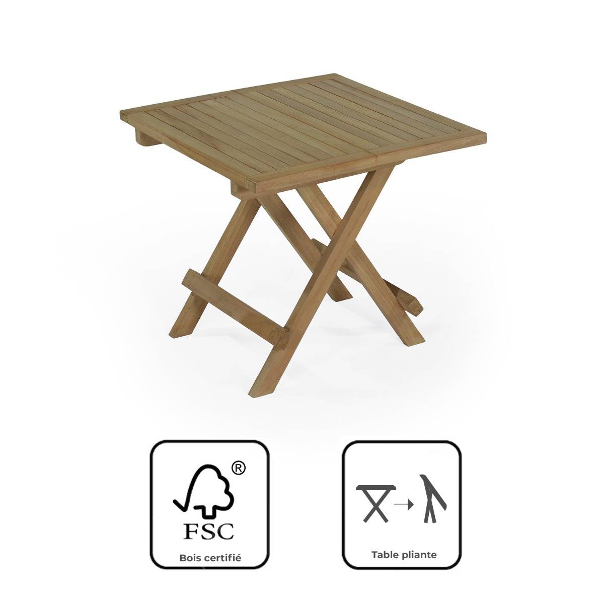 Table basse pliante carrée en teck massif Kento 50 x 50 cm - TECK'Attitude - Imagen 8