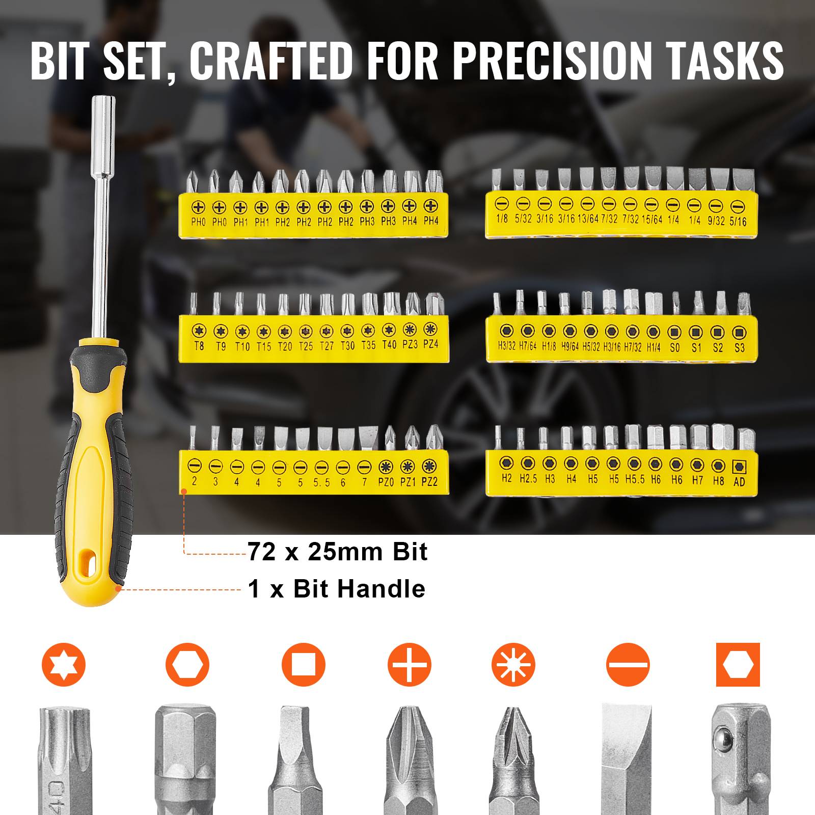 VEVOR Coffret outils mécanicien 207pcs, douilles SAE métrique, réparation auto. - Image 5