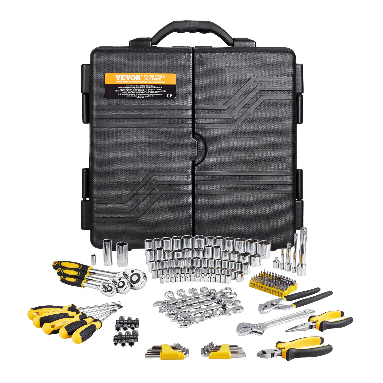 VEVOR Coffret outils mécanicien 207pcs, douilles SAE métrique, réparation auto. - Image 9