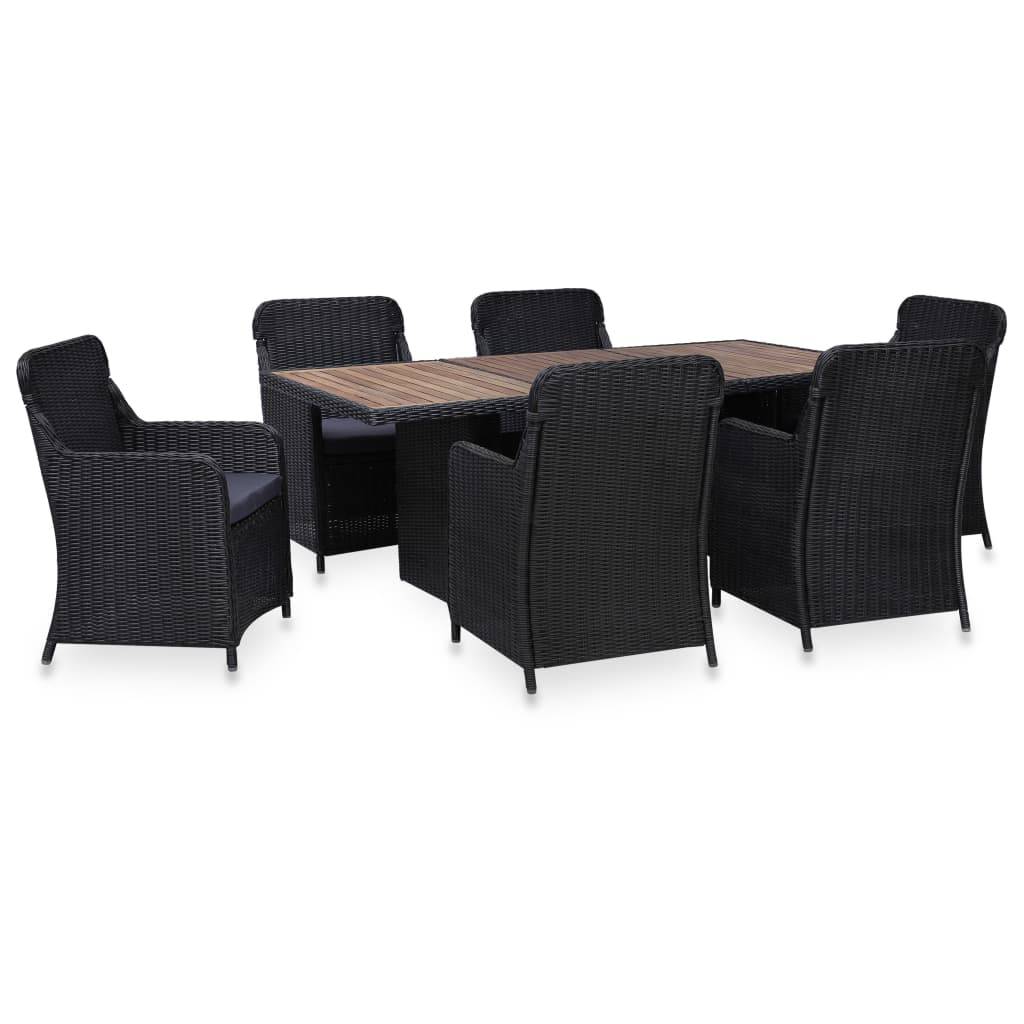 Vidaxl - Ensemble à manger d'extérieur 7 pcs Résine tressée Noir vidaXL 3057804 - Imagen 1