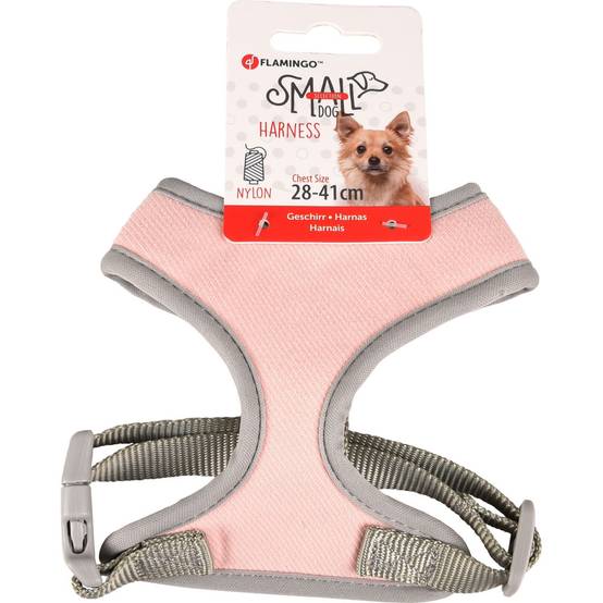 Harnais Small dog XS cou 20 cm corps réglable de 28 à 41 cm rose pour chien - Image 1