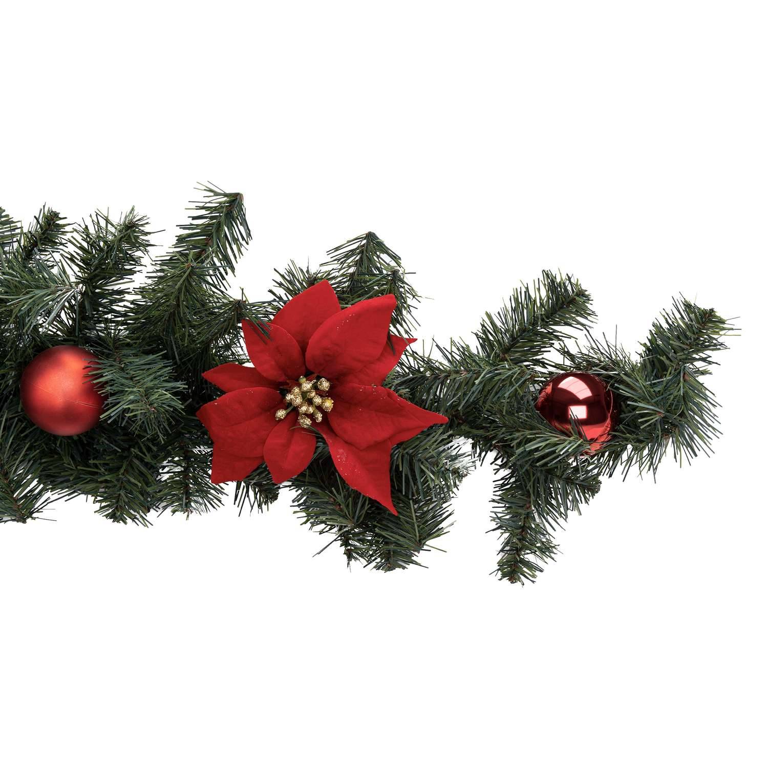 Atmosphera - Guirlande de Noël Poinsettia L. 2 M - Vert et rouge - Atmosphera - Imagen 2