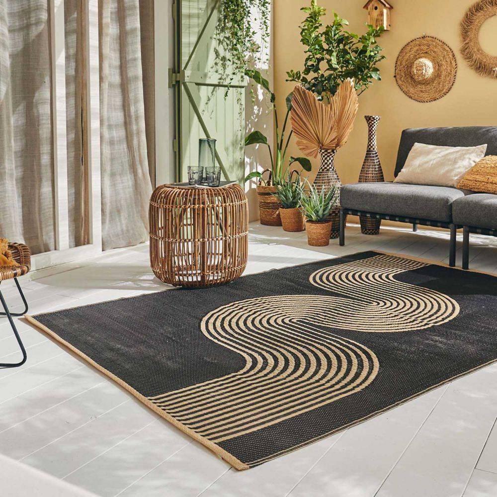 Jardindeco - Tapis extérieur en polypropylène Spargi 1743 noir 180 x 280 cm - Imagen 2