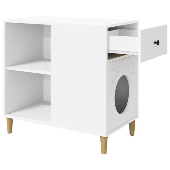 Maison pour chat bois d'ingénierie blanc 72 x 42.5 x 70 cm - PANGIVO - Image 5
