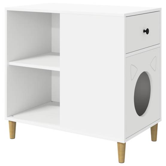 Maison pour chat bois d'ingénierie blanc 72 x 42.5 x 70 cm - PANGIVO - Image 2