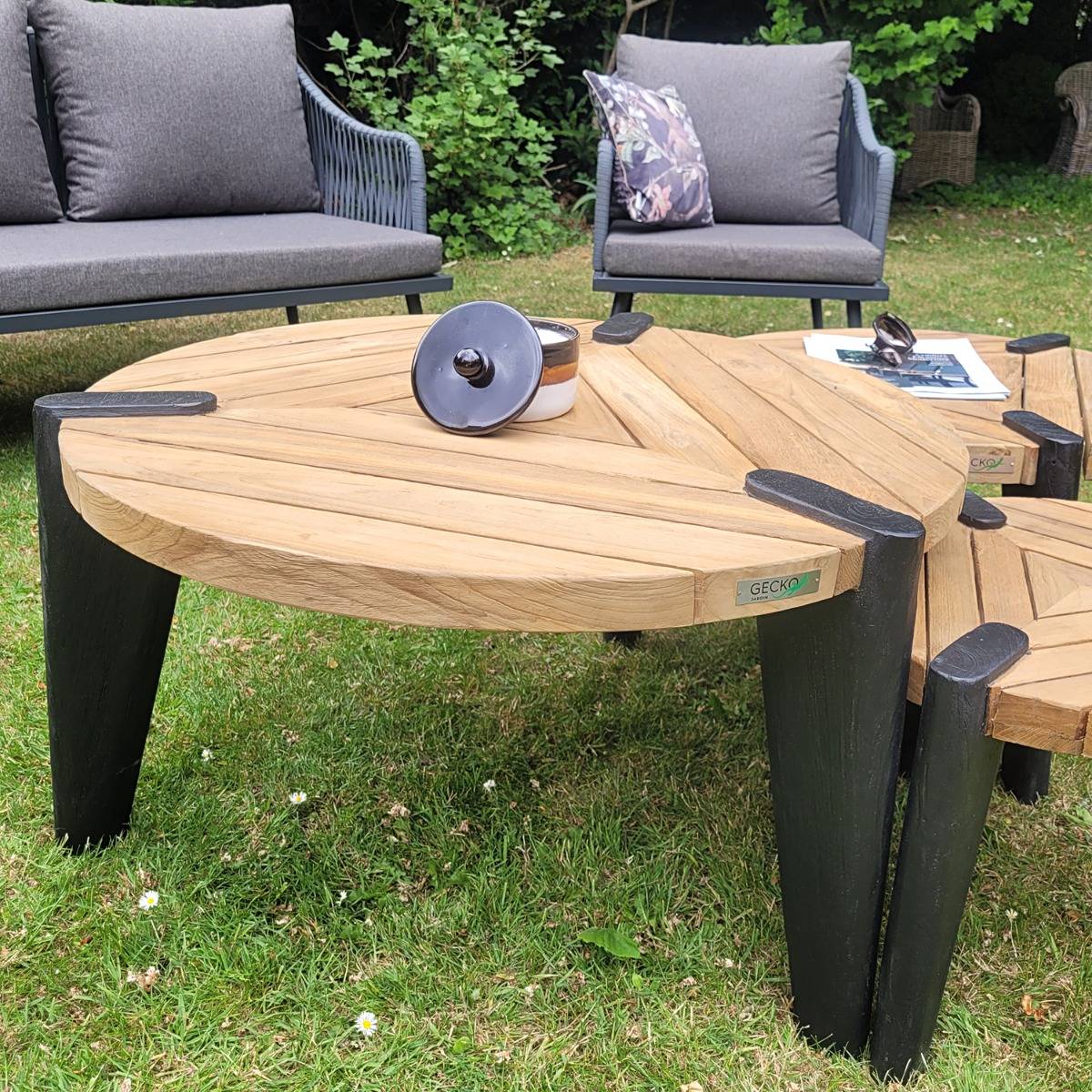 Table basse en teck recyclé 80 cm, Carmen - Gecko Jardin - Imagen 1