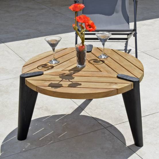 Table basse en teck recyclé 80 cm, Carmen - Gecko Jardin - Imagen 5