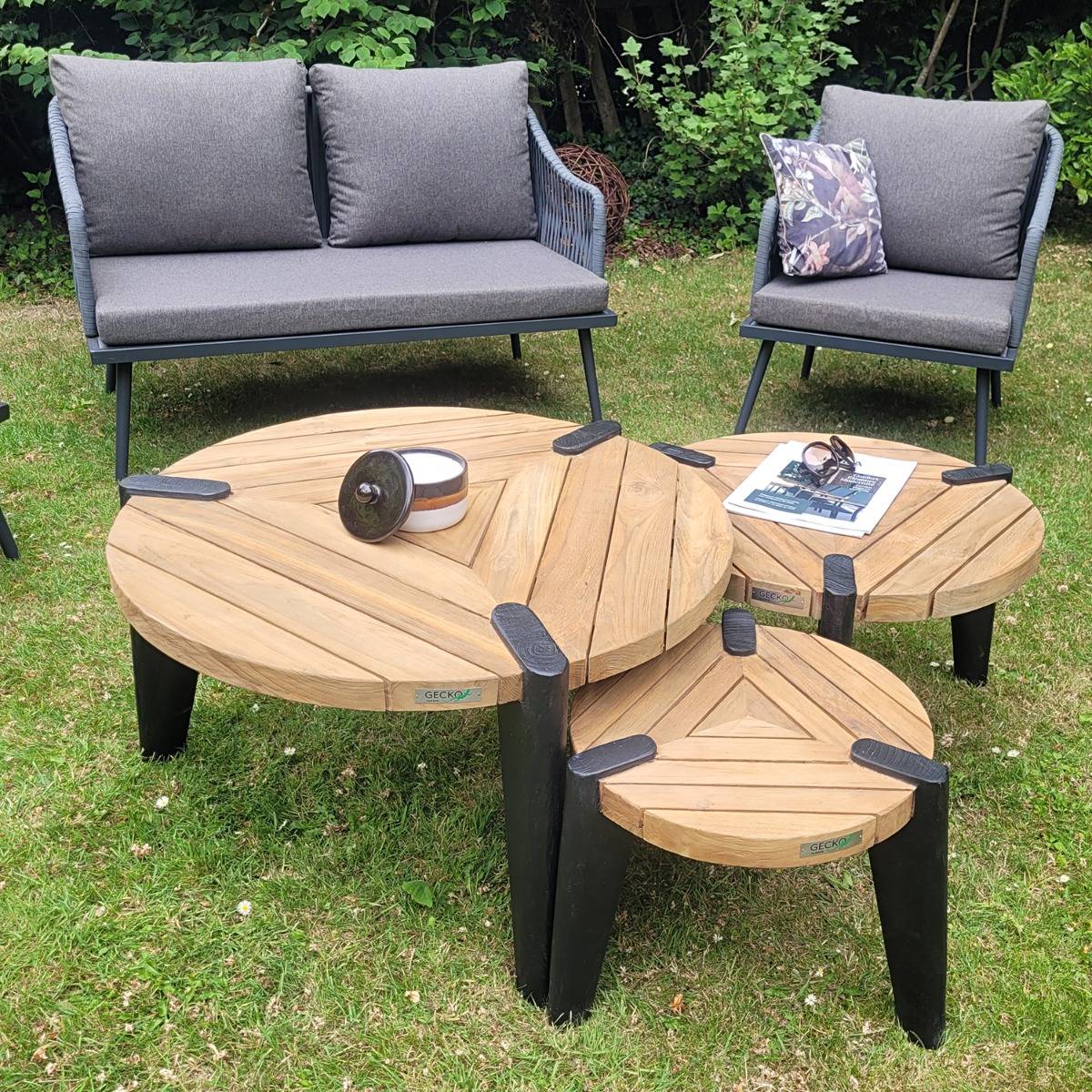 Table basse en teck recyclé 80 cm, Carmen - Gecko Jardin - Imagen 4