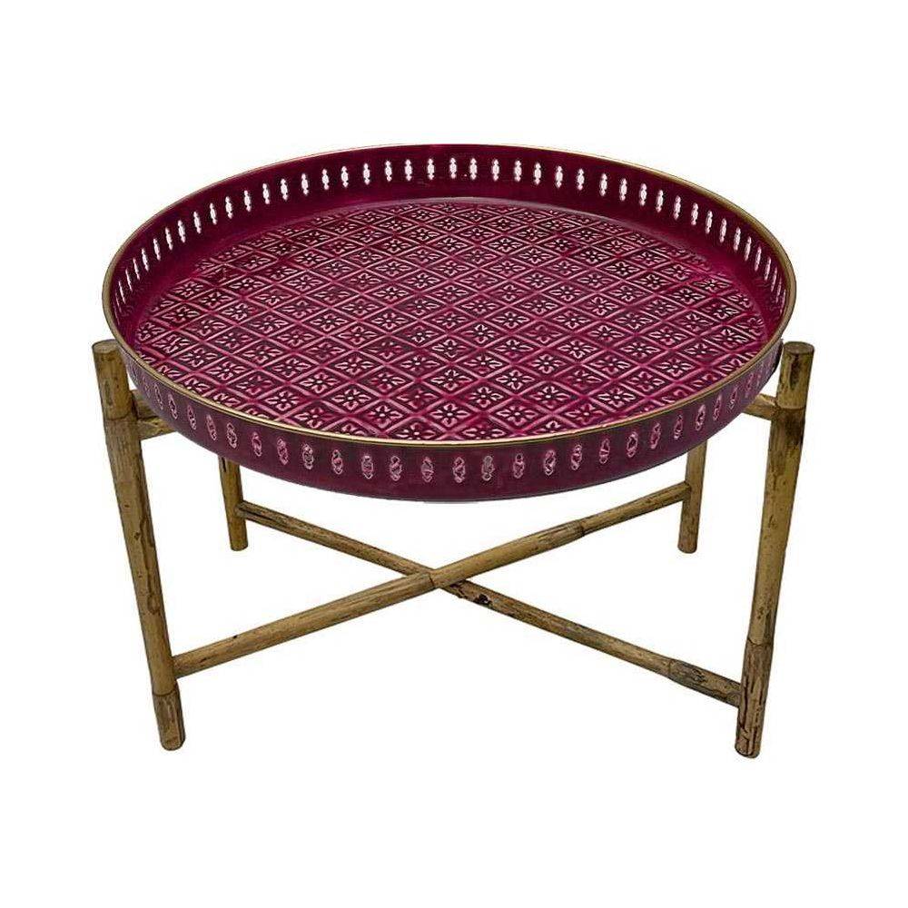 Bazardeluxe - Plateau en métal avec trépied en bambou Jali 60 cm - Imagen 2