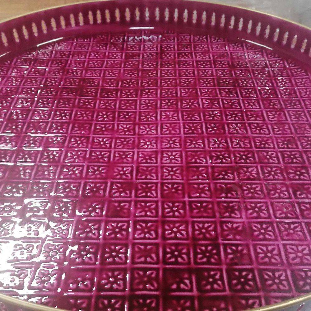 Bazardeluxe - Plateau en métal avec trépied en bambou Jali 60 cm - Imagen 3