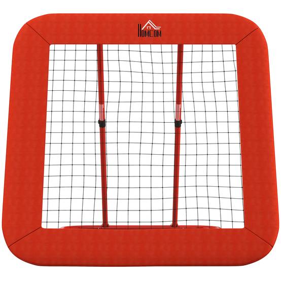 Filet de rebond pour football, réglable et pliable, cadre en métal, filet PE tous temps, piquets inclus, rouge - Image 2